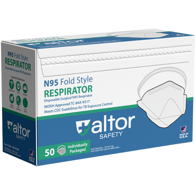 N95 Surgical NIOSH Respirator Horizontal Fold, Individually Wrapped